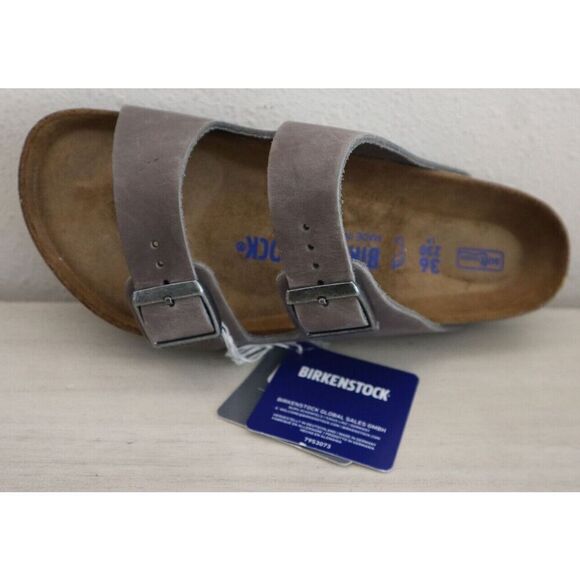 Birkenstock Women Sz 5 Faded Khaki Arizona Soft Footbed Oiled Leather Sandal - Picture 5 of 9